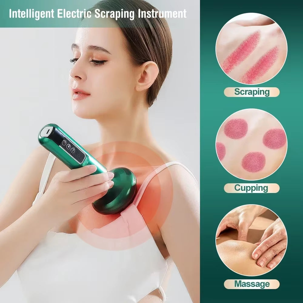 Tricolor Electric Massager Guasha anti Cellulite Vacuum Suction Cup Beauty Health Scraping Infrared Heat Slimming Massage Thera